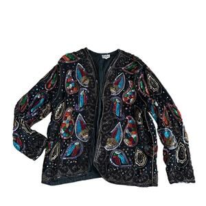 Vintage Silk Embellished Paisley Jacket Hand Beaded